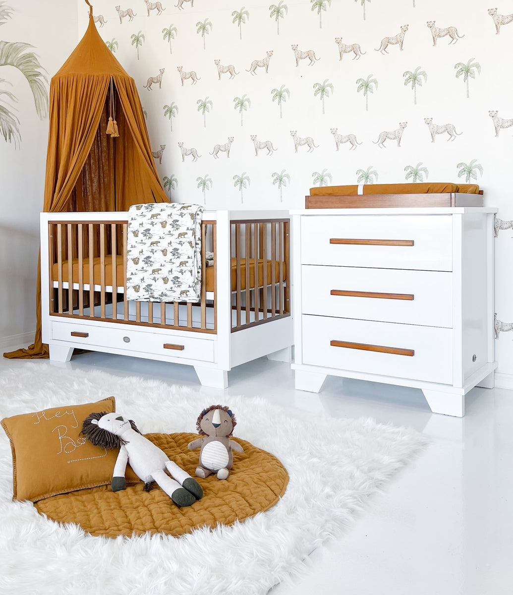 Two Tone Cot with 3 Drawer Chest – Cloud 9 Baby Bedrooms