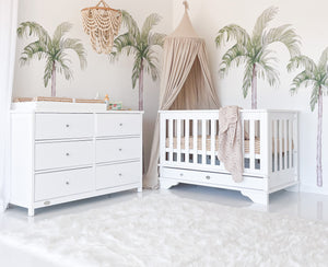 Contemporary Cot with 6 Drawer Chest