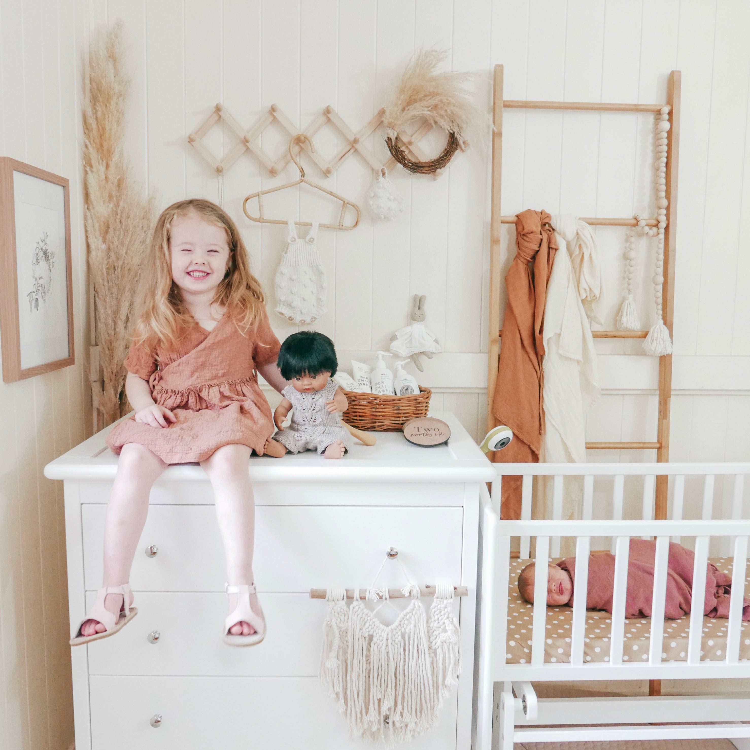 Toddler on Chest of Drawers