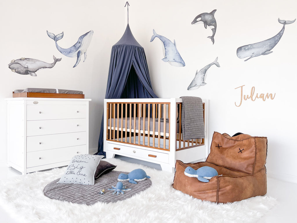 Two Tone Cot with 4 Drawer Chest