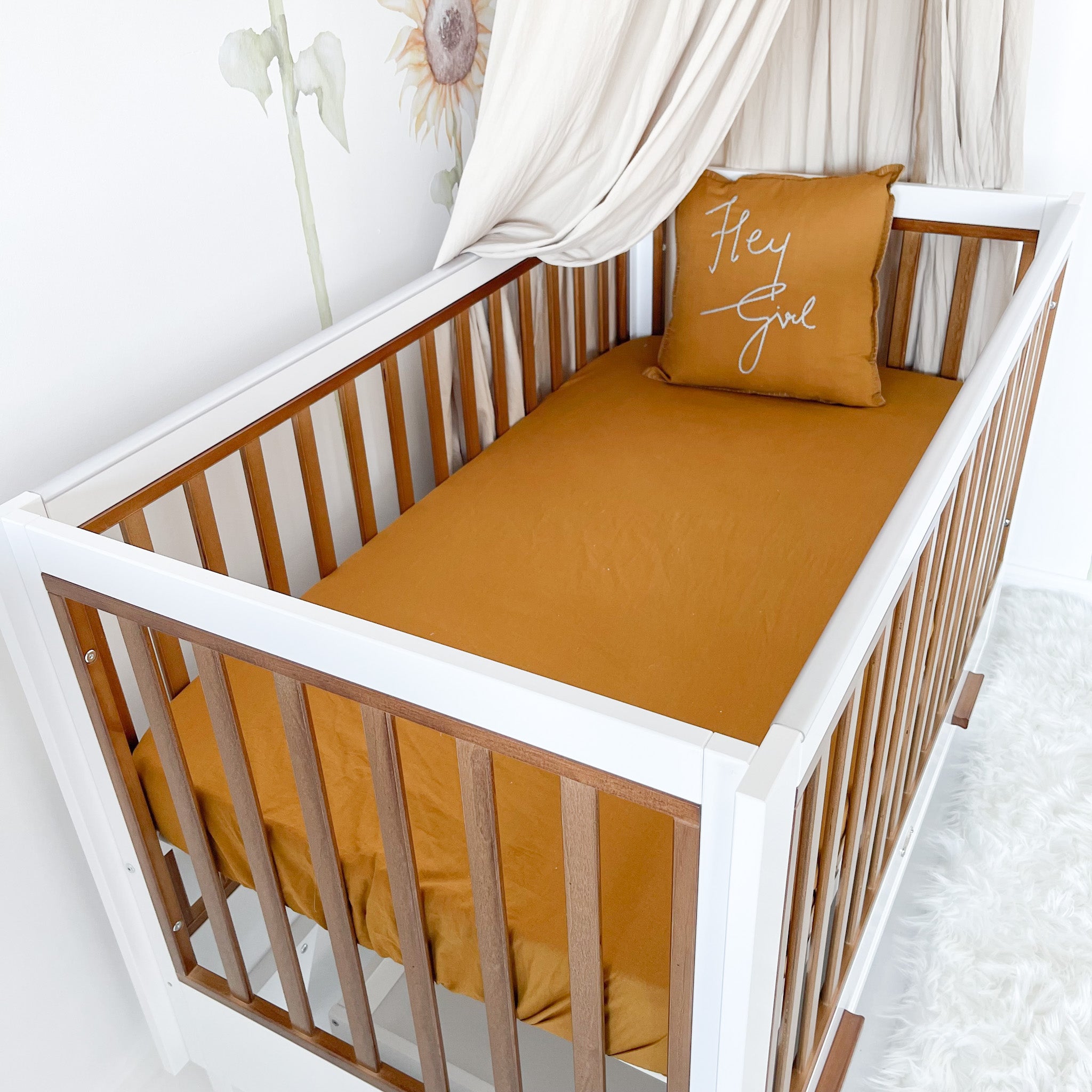 Two Tone Cot with 6 Drawer Chest and Bedside Bassinet