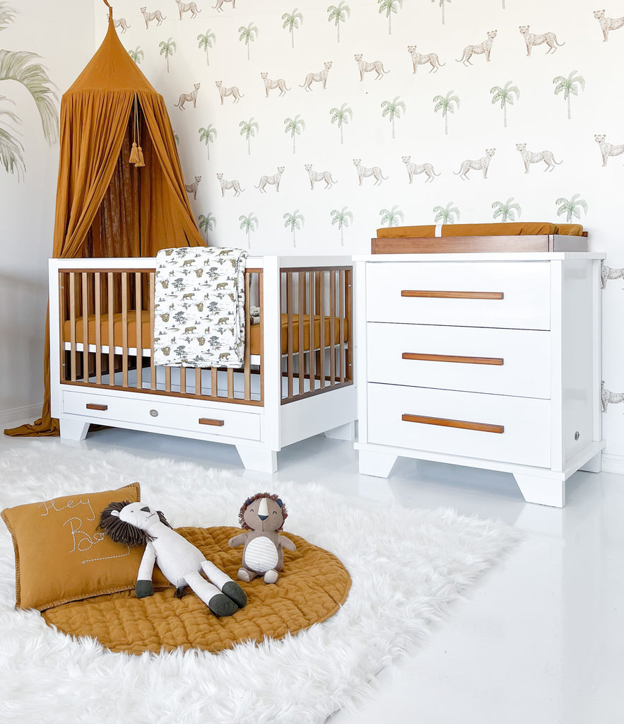 Two Tone Cot with 3 Drawer Chest