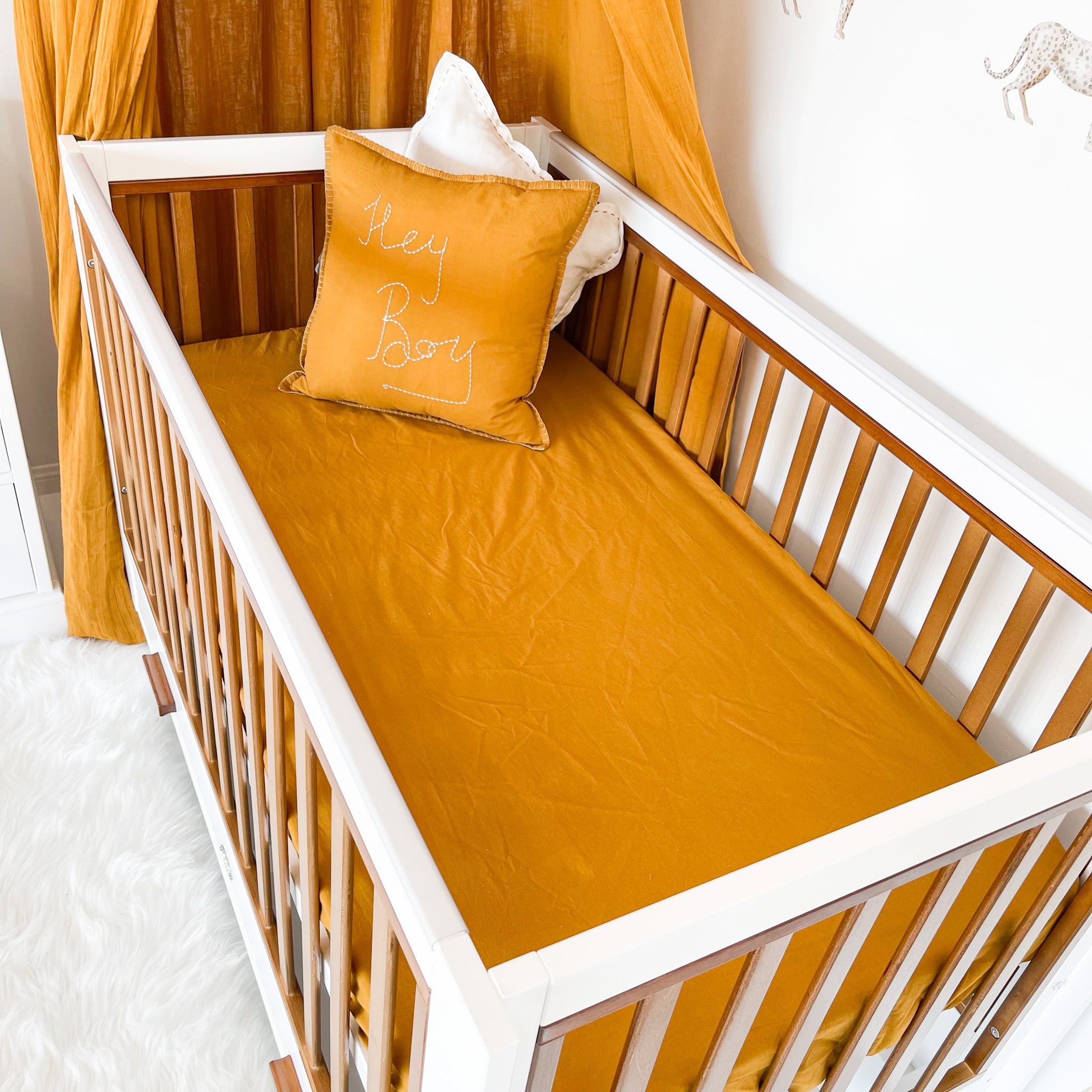 Two Tone Cot with 7 Drawer Chest and Rocking Cradle