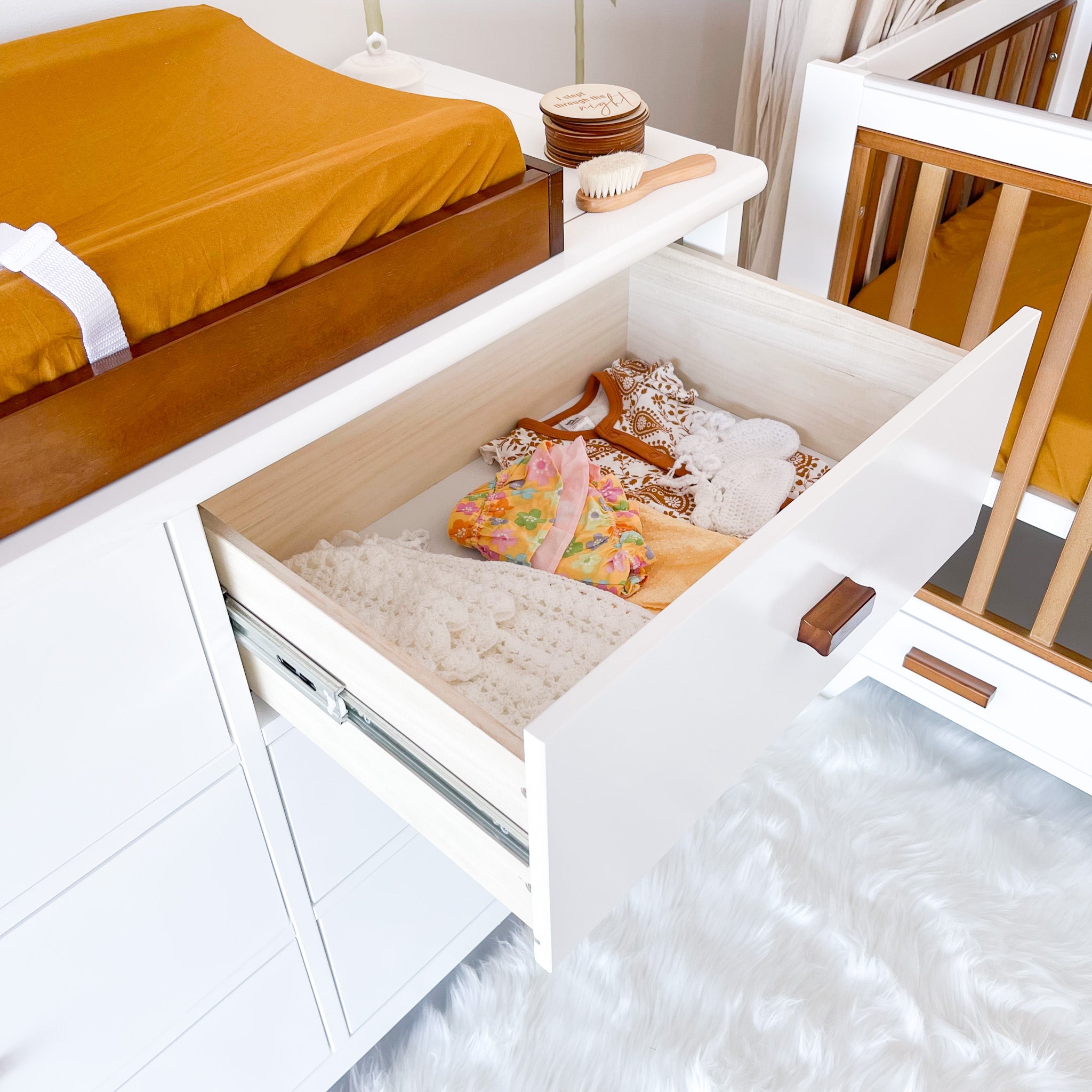 Two Tone Cot with 6 Drawer Chest